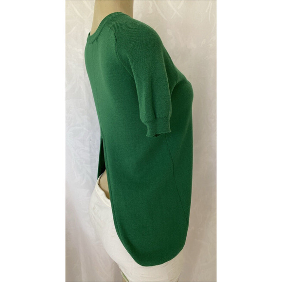 Cedric Charlier Sweater Knit Top Short Sleeve Round Neck Green Split Bac… - Picture 5 of 7